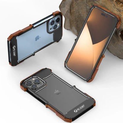 Natural Wood &amp; Aluminum Bumper Case for iPhones | Anti-Shock Frame Cover