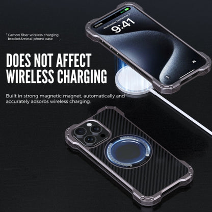 MagSafe-Compatible Aluminum Alloy Carbon Fiber Case for iPhone 15 Pro &amp; Pro Max