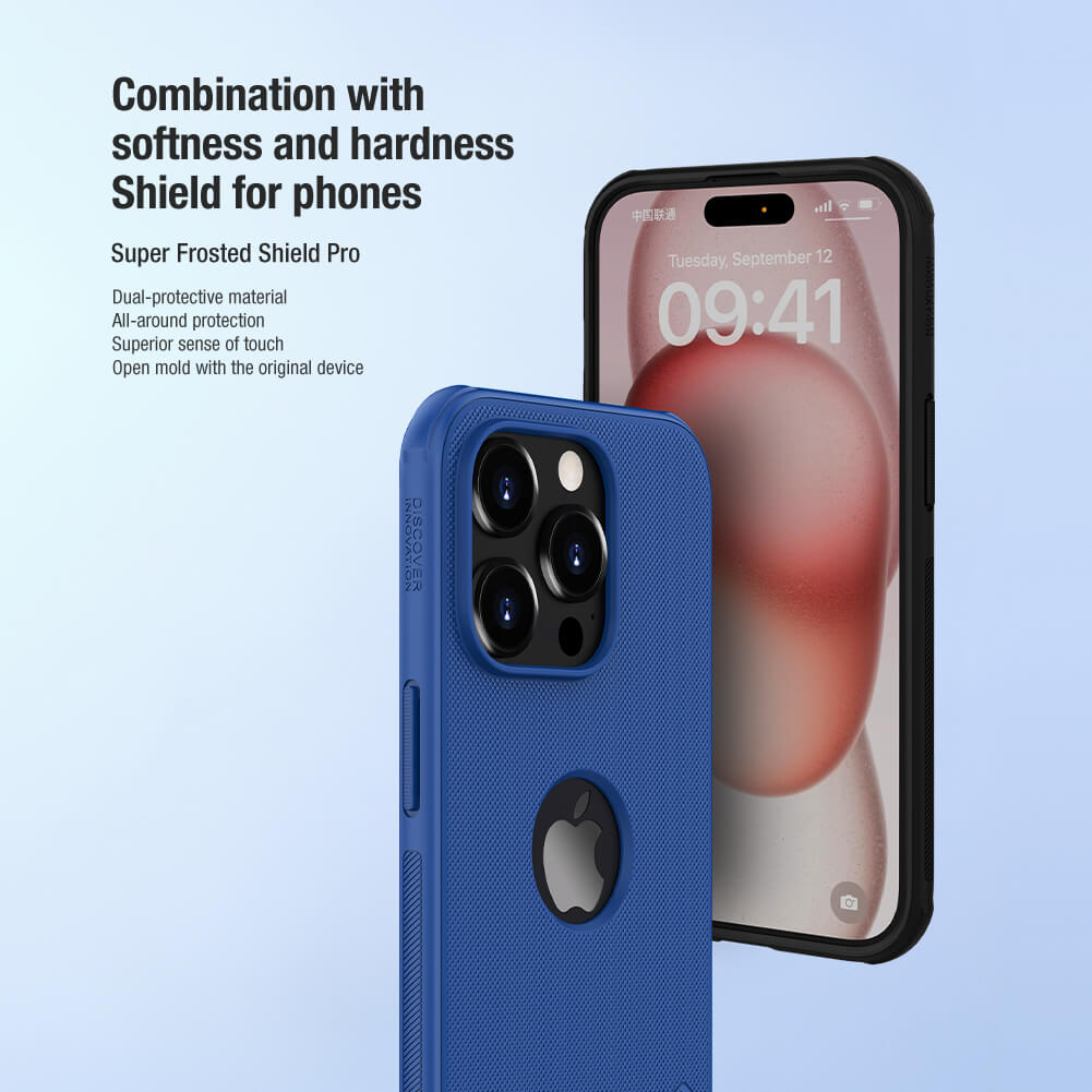 Nilkin Super Frosted Shield Pro Case for iPhone 15 Series – Durable, Anti-Slip, Shockproof &amp; Wireless Charging Compatible.