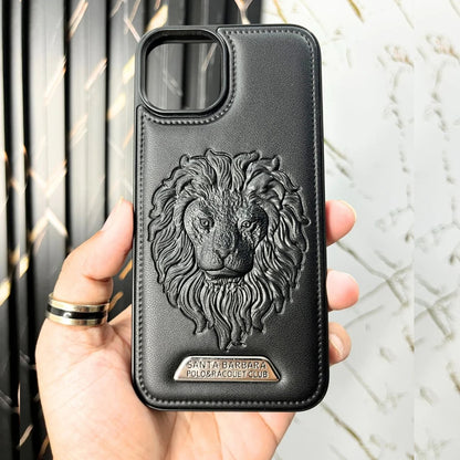 Premium iPhone Case with Embossed Lion Design for iPhones - Black