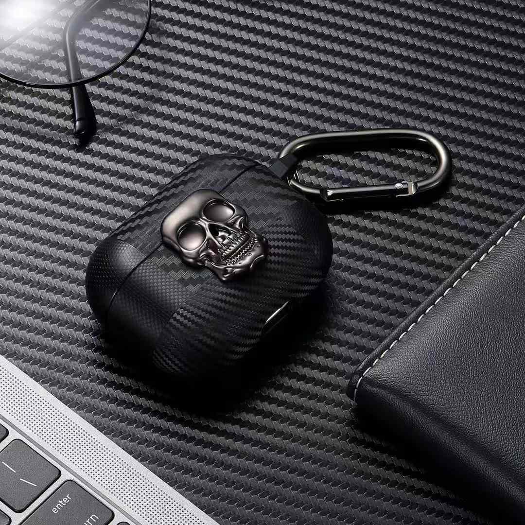 AirPod Case/Cover - Carbon Skull Case with Wireless Charging Support