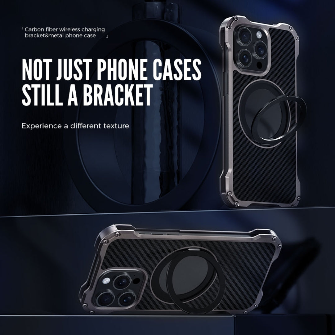 MagSafe-Compatible Aluminum Alloy Carbon Fiber Case for iPhone 15 Pro &amp; Pro Max