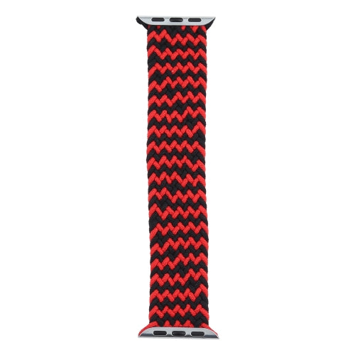 Nylon Braided Single Loop Watch Band For Apple Watch 38/40mm(S)(Ripple Black Red)