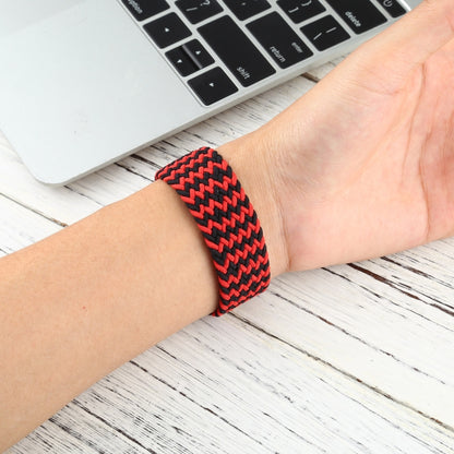 Nylon Braided Single Loop Watch Band For Apple Watch 42/44mm(S)(Ripple Black Red)