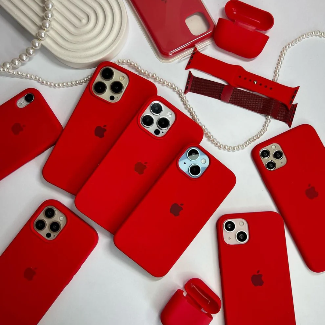 Red Liquid Silicone iPhone Case/Cover - Soft, Durable, and Shockproof Protection for All Models.