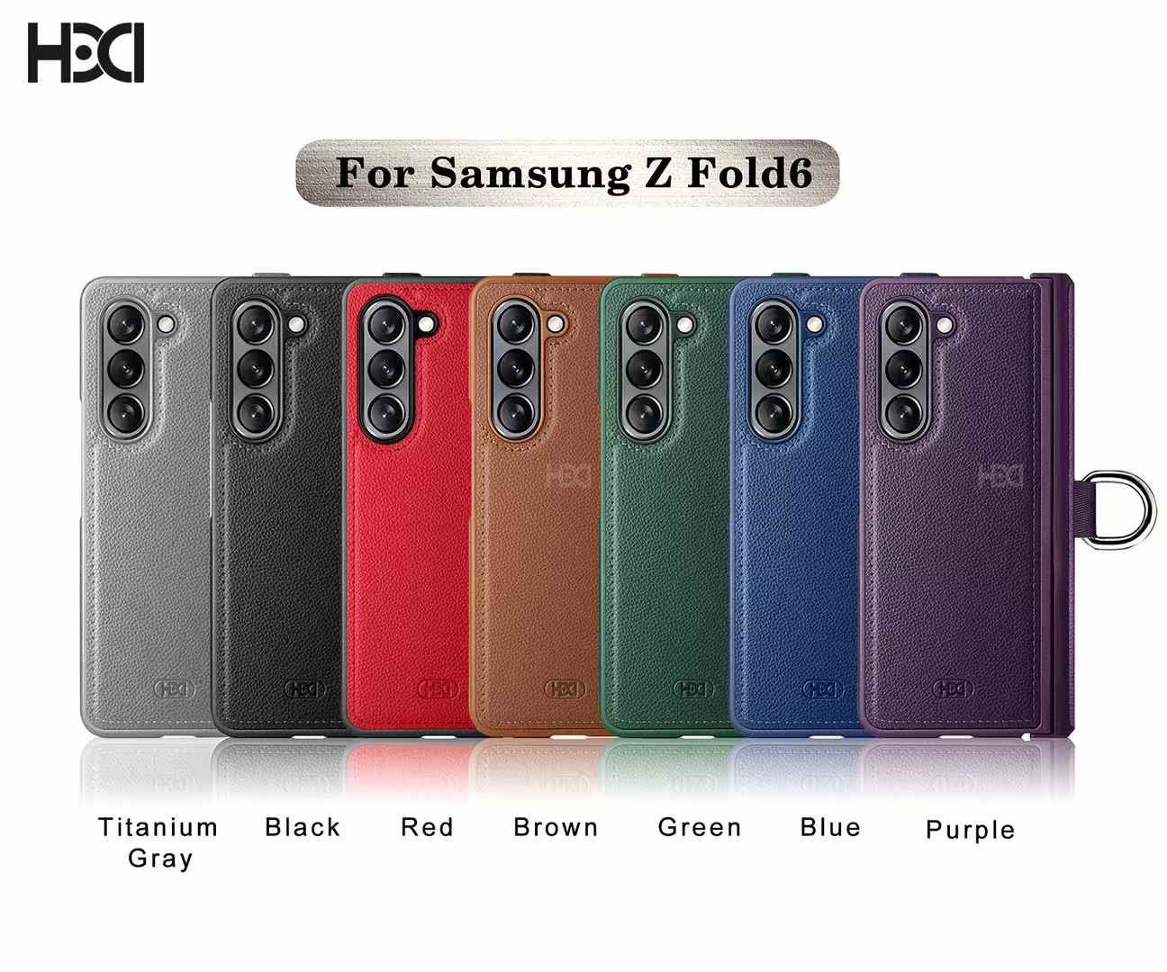 Samsung Galaxy Z Fold 6 &amp; Z Fold 5 PU Leather Hinge Protection Metal Ring Case/Cover