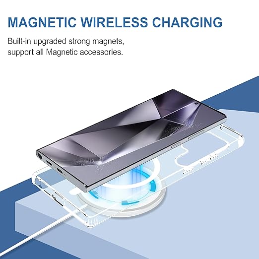 Magfit Case Cover for Samsung Galaxy S25 Ultra (5G) | Mag-Safe Wireless Charging | Transparent Shockproof Phone Bumper Case