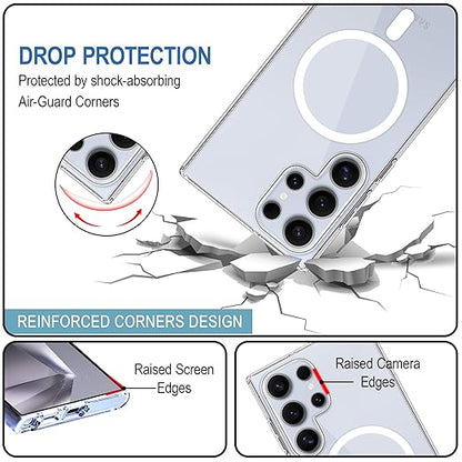 Magfit Case Cover for Samsung Galaxy S25 Ultra (5G) | Mag-Safe Wireless Charging | Transparent Shockproof Phone Bumper Case