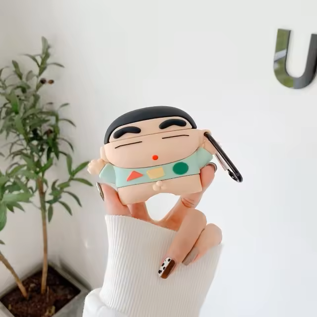 Shinchan Silicone AirPods Case With Keychain For Airpods Pro 1 And 2