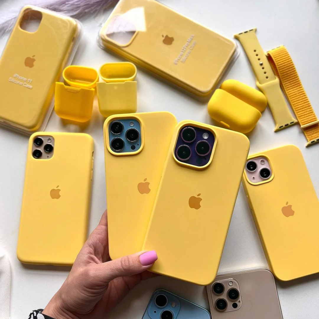 Yellow Liquid Silicone iPhone Case/Cover - Soft, Durable, and Shockproof Protection for All Models.