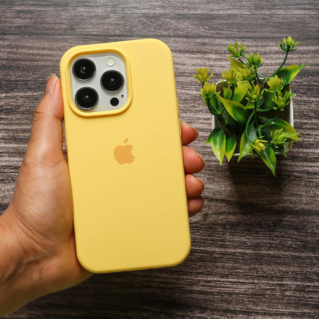 Yellow Liquid Silicone iPhone Case/Cover - Soft, Durable, and Shockproof Protection for All Models.