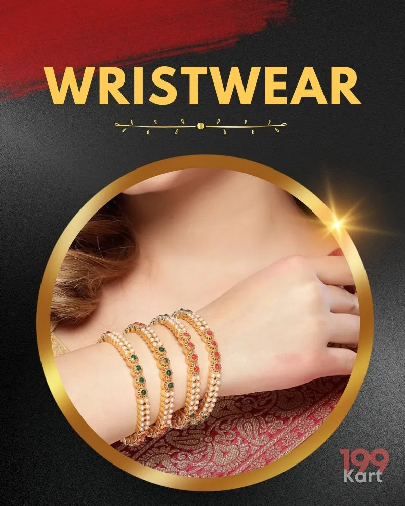 Elegant gold-plated bangles and bracelets, ideal for stacking or adding a chic touch to any outfit-199kart