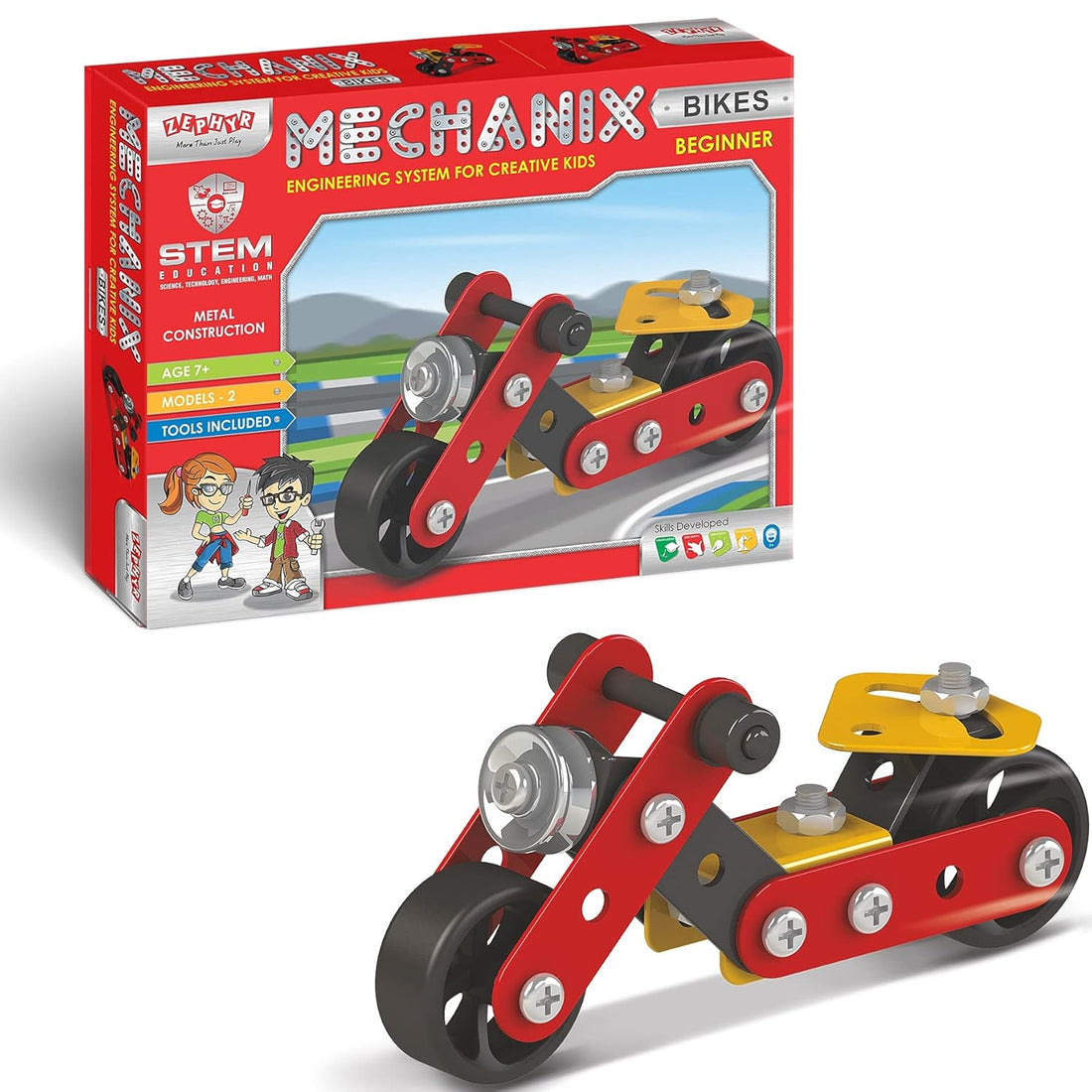 Zephyr Mechanix Beginner Bike DIY Stem Education Building and Metal Construction Set