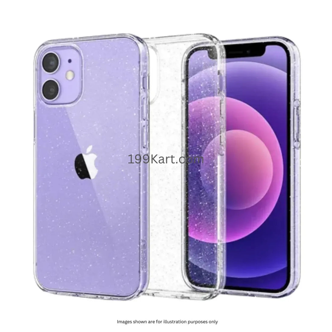 Transparent Glitter Silicone Case/Cover for All iPhone Models - Slim, Anti-Scratch, Drop Protection - 199 Kart